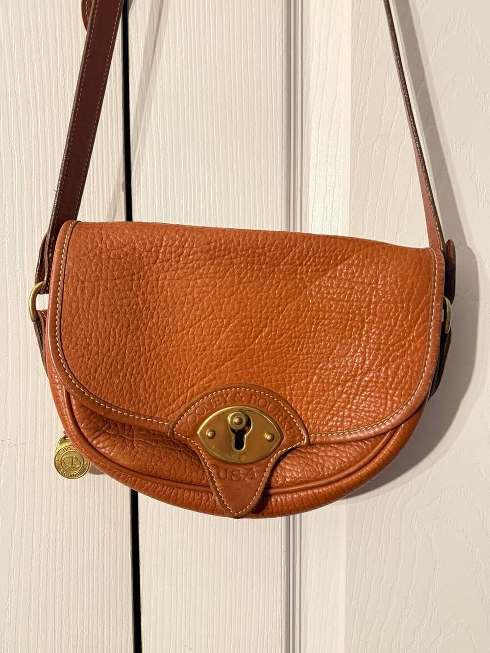 Vintage Dooney & Bourke All Weather Leather Crossbody Bag in Tan